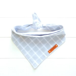 Dog Bandana Gray Plaid Dog Bandana Light Grey Check Dog Bandana Tie & Snap Bandana Cotton Plaid Dog Bandana Male Boy Dog Bandana