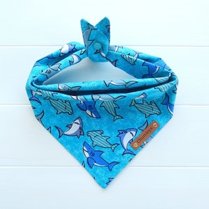 Shark Dog Bandana Cotton Dog Bandana Beach Dog Bandana Tie & Snap Bandana Fish Bandana Summer Dog Bandana