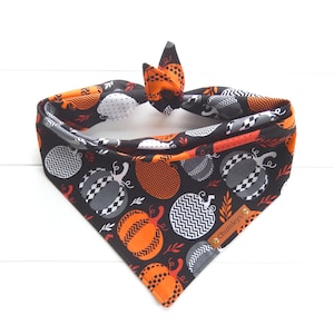 Pumpkin Dog Bandana: Halloween Black & Orange Tie-Snap Bandana