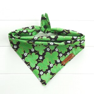 St Patricks Day Dog Bandana Green Dog  Bandana Shamrock Dog Bandana St Pattys Day Dog Bandana Tie & Snap Bandana Green and Black