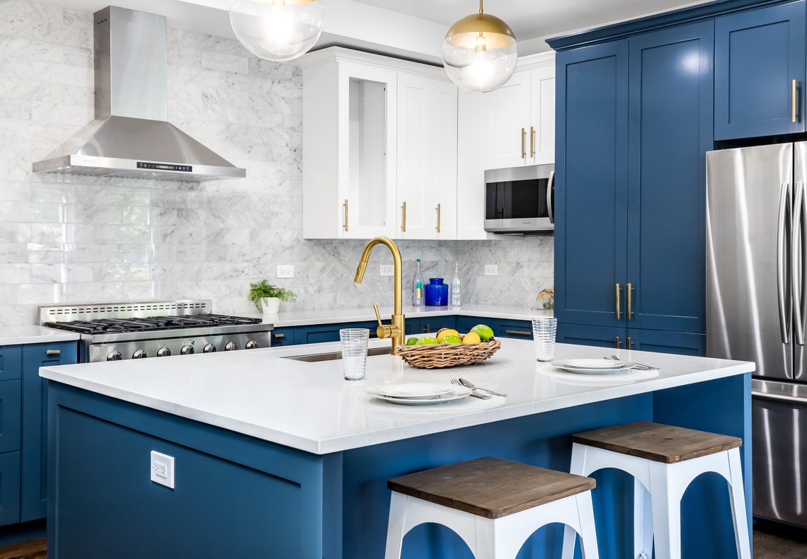 Blue Kitchen Island Etsy