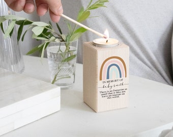 Memorial candle, baby loss rainbow baby, remembrance, loving memory, wooden candle holder