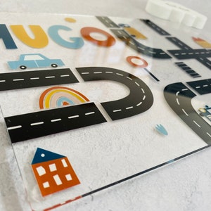 Acrylic Plastic wipeable Childrens placemat, stylish placemat, cars image 4