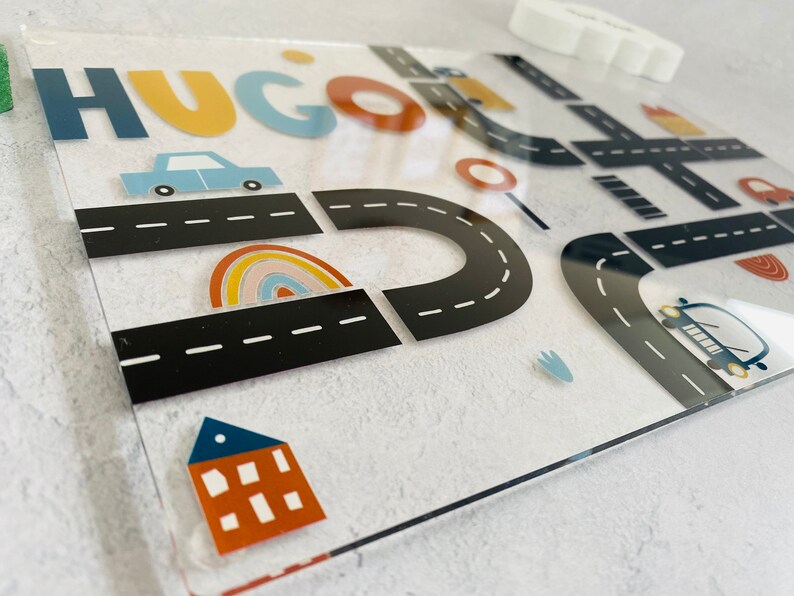 Acrylic Plastic wipeable Childrens placemat, stylish placemat, cars image 4