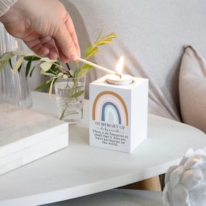 Memorial candle, baby loss rainbow baby, remembrance, loving memory, wooden candle holder