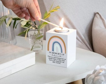 Memorial candle, baby loss rainbow baby, remembrance, loving memory, wooden candle holder