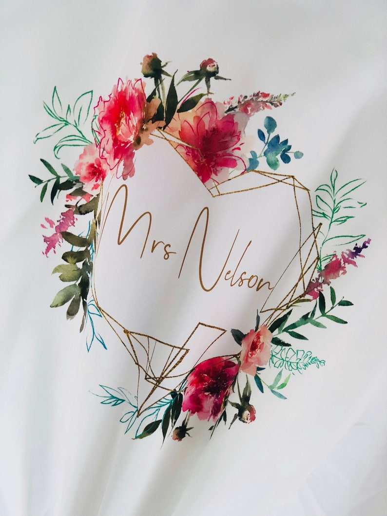 dressing gown childs personalised dressing gown,bridal party robe bridesmaid dressing gown Floral wreath bridal robe flower girl robe