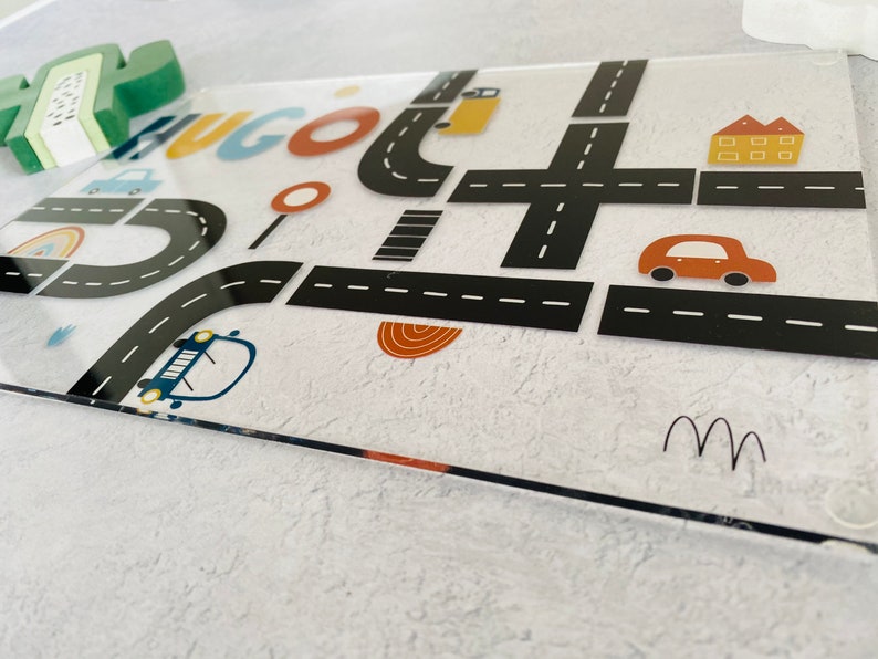 Acrylic Plastic wipeable Childrens placemat, stylish placemat, cars 画像 5