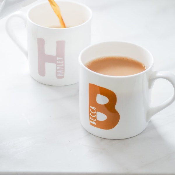 Personalised initial mug China cup, birthday gift, Pantone colour