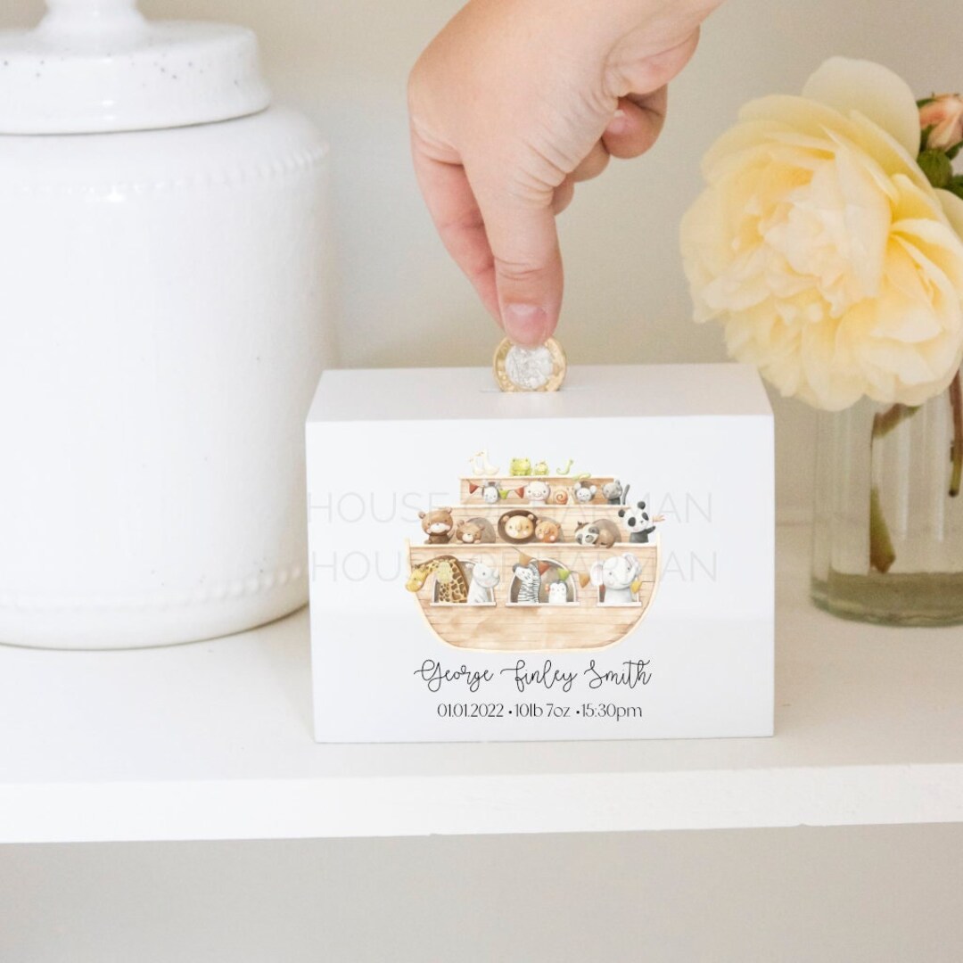 Luxury Wooden Personalised Money Box Christening Gift New Etsy