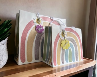 Rainbow gift bag, gift bag tag,