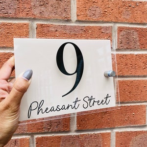 Bespoke Modern contemporary house sign plaque door number door sign personalised acrylic door, front door number