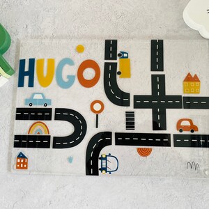Acrylic Plastic wipeable Childrens placemat, stylish placemat, cars image 1