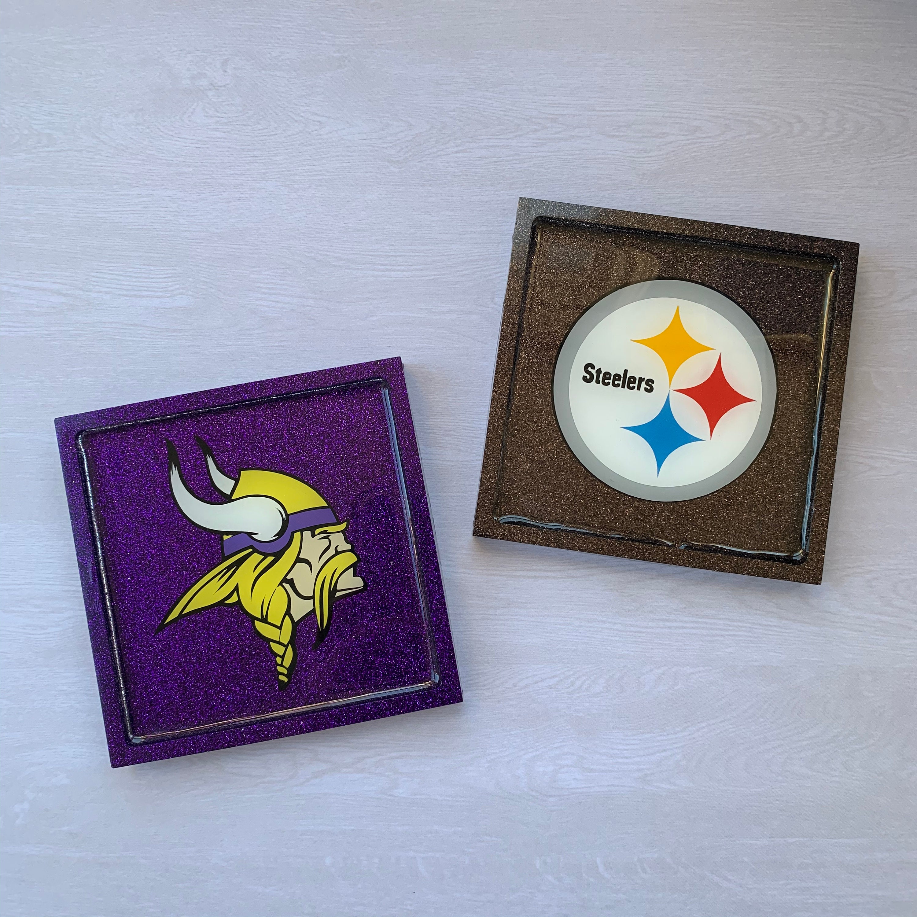 Custom NFL Team Football Coasters Glitter Resin Coasters Etsy