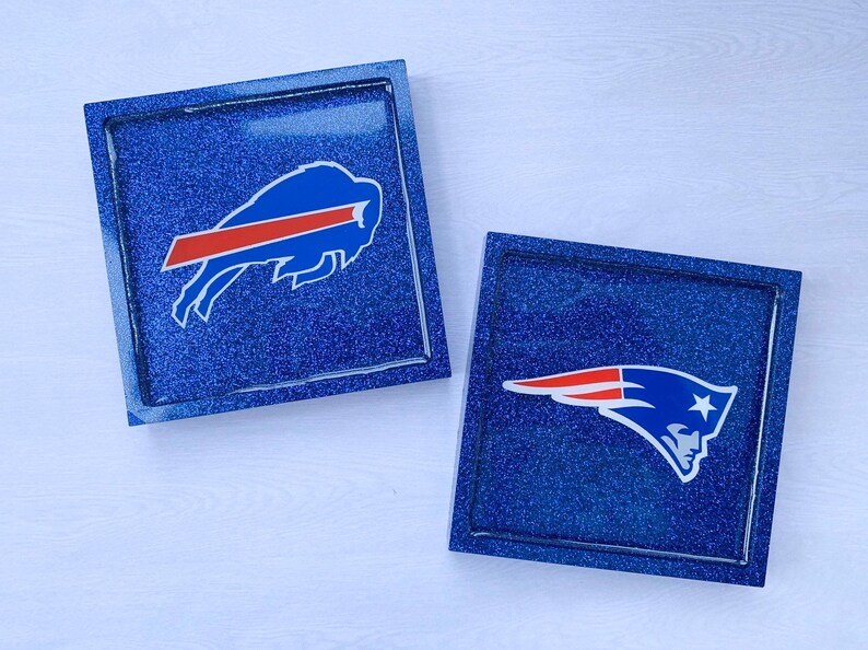 Custom NFL Team Football Coasters Glitter Resin Coasters Etsy