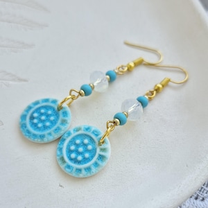Turquoise Earrings Silver, Hypoallergenic Jewelry, Porcelain Dangle Earrings, Minimalist Earrings, Modern Earrings, Unique Gift for Her