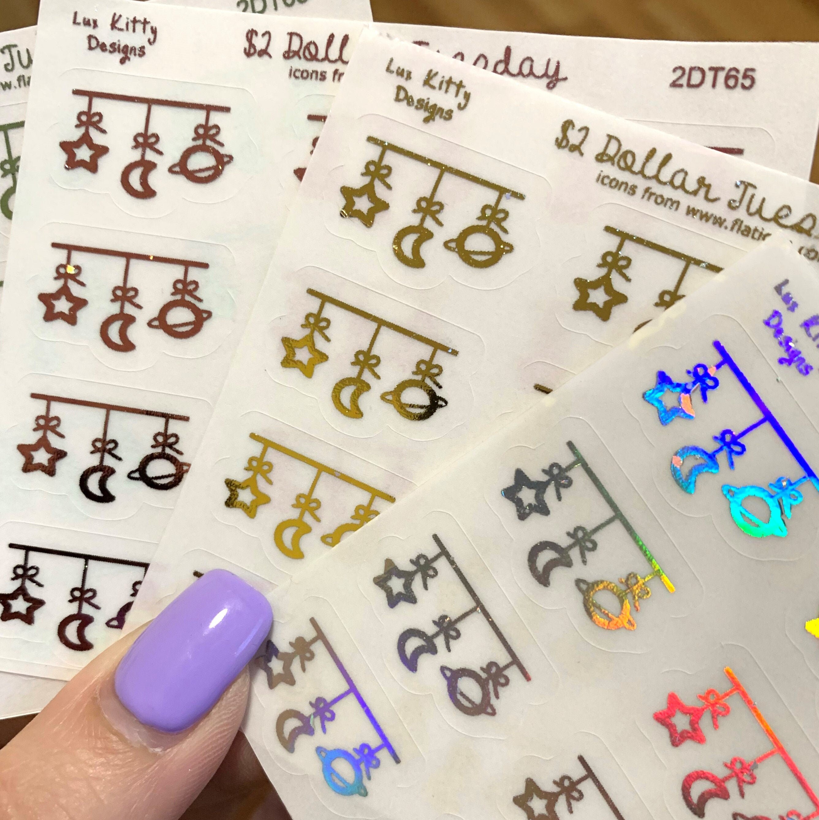 Foiled Star and Moon Stickers Foiled Space Stickers 2 Dollar Etsy