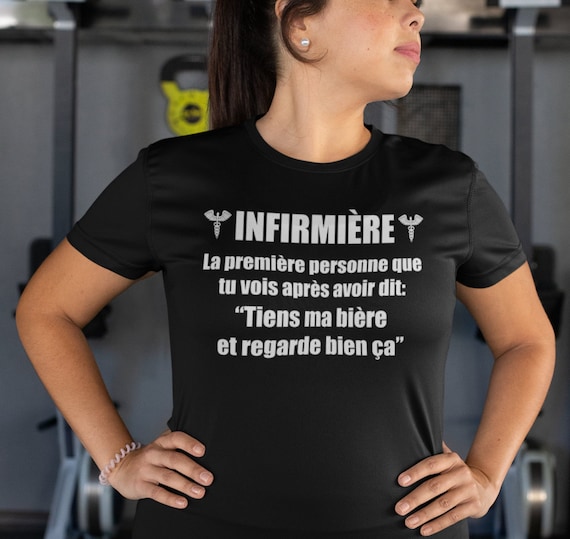 T-shirt Infirmière T-shirt à Col Rond Manches Courtes Humour Cadeau  Infirmière 