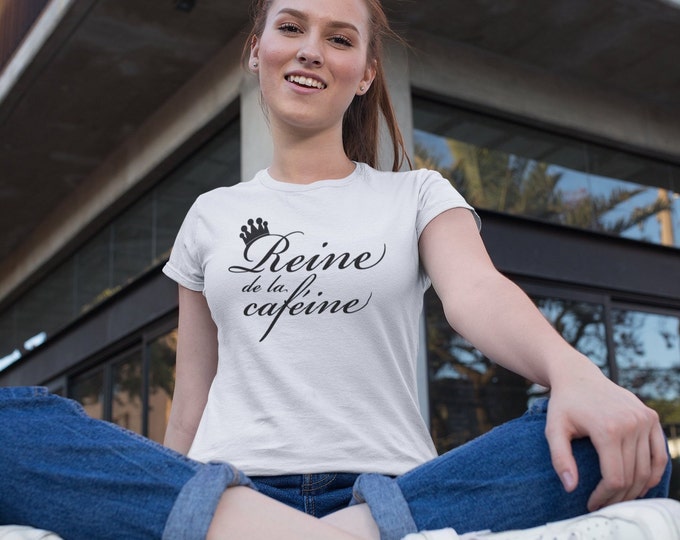 Reine de la caféine  - T-Shirt à col rond - manches courtes
