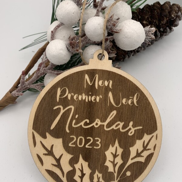 Boule de Noël personnalisée - Ornement de Noël personnalisé - Mon premier Noël 2023