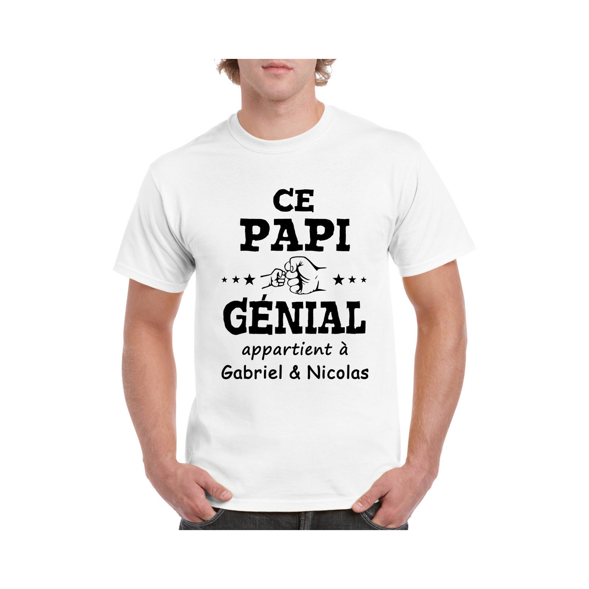 T-Shirt Papa en Or personnalisable, idée cadeau tshirt personnailsé