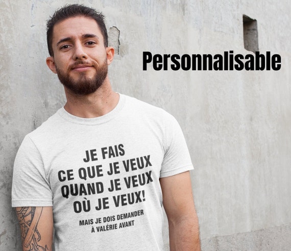 T-shirt pour homme personnalisé avec design Je suis et votre texte