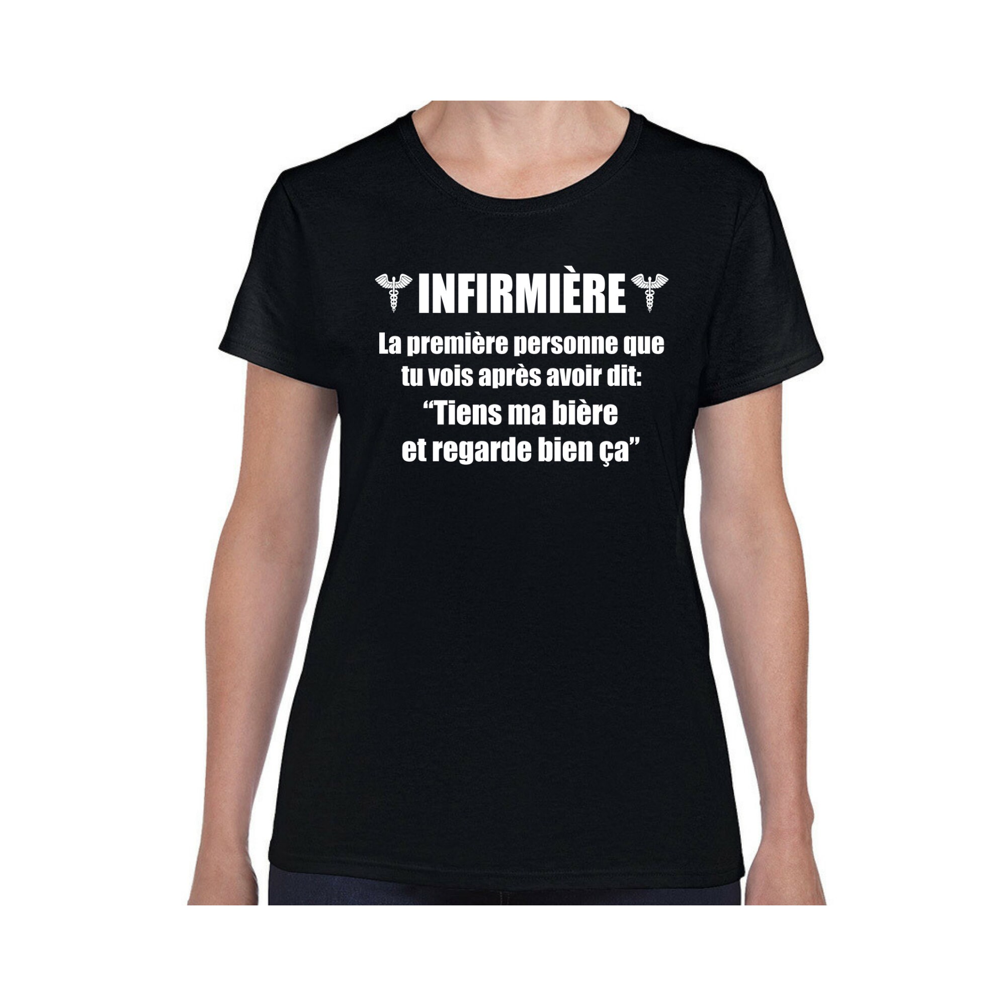 T shirt Infirmiere T shirt a Col Rond Manches Courtes Humour Cadeau Infirmiere Etsy