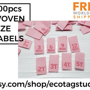 Etiquette tissée 200 pièces En stock Etiquette à coudre Etiquette chemise Taille de l'étiquette Etiquette taille Damas Qualité