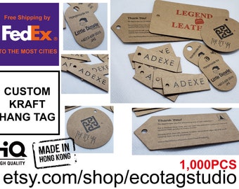 Custom Kraft paper tag 1,000pcs Hang Tag, Price Tags, Retro Tags, Gift Tags, Brown Tag, Plain Tags, Quilt Tag, Clothing Tag, with Hole
