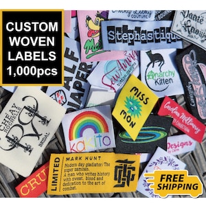 Etichetta per orlo, etichetta per abbigliamento, etichetta personalizzata tessuta, 1.000 pezzi, etichetta per abbigliamento, etichetta da cucire, etichetta per maglietta, etichetta con logo personalizzato