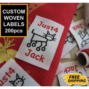 200pcs Custom Woven Labels | School Labels | Craft Labels | Personalized Clothing Tags | Name Labels | Made-to-order labels