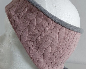 Stirnband  Ohrenwärmer Jersey Zopfmuster innen  Fleece oder Jersey in grau gr wählbar