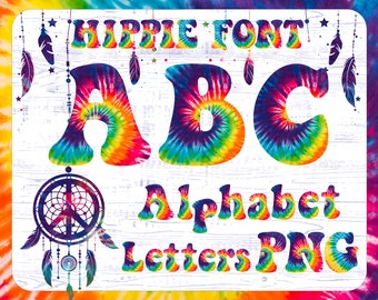 Hippie font PNG, Hippie alphabet, Hippie letters, Hippie clipart, printable Hippie, digital Hippie, party decorations.