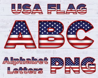 American flag font, usa flag font png, usa flag alphabet, usa flag clipart, printable usa flag, digital usa flag, digital download