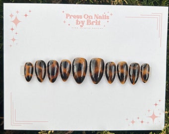 Tortoise Shell Nails | Hand Painted Nails | Hand Painted Designs | Press-on Nails | Fake Nails | False Nails |