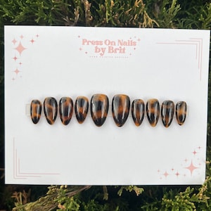 Tortoise Shell Nails | Hand Painted Nails | Hand Painted Designs | Press-on Nails | Fake Nails | False Nails |
