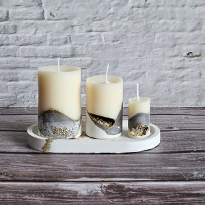 Handmade concrete candle|Pillar candles set | Decorative modern candles set |Concrete candle in Canada| Gift for her| concrete candle