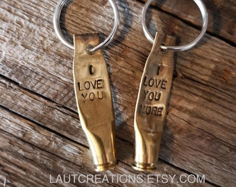 Custom Bullet Keychain Hand Stamped Personalized Bullet Keychain - Valentine's Gift - Anniversary Gift - Wedding Gift - Birthday Gift