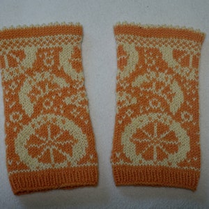 Scaldamani lavorati a mano &#39;Orange&#39; tinti con piante taglia unica polsini da donna scaldamani scaldamani scaldamani regalo agrumi