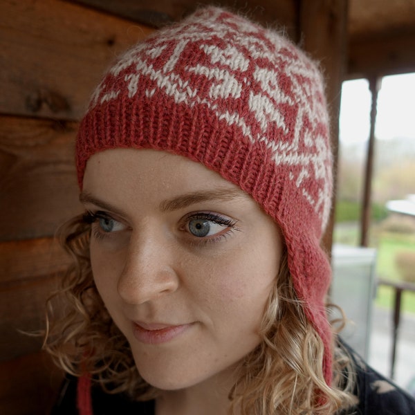 Chullo Gr. S/M (54-56cm) Inkamütze Beanie Strick-Mütze  100% feines Alpaca Strickmütze Norweger Ohrenklappen hummer-natur pflanzengefärbt