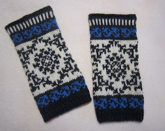 Poignets chauffe-poignets tricotés à la main taille unique poignets de bras poignets chauffe-mains cadeau norvégien