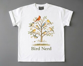 Camiseta para amantes de las aves: pájaros en un árbol, regalo perfecto.