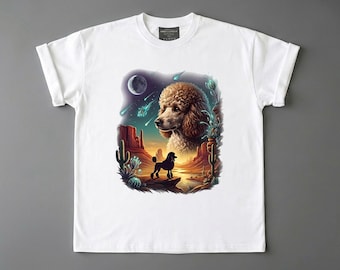 Camiseta de caniche Noche del desierto cósmico Camiseta de regalo para perro caniche