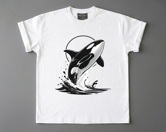 Camiseta Orca Minimalista Silueta de Orca Monocolor Limpio Elegante Camiseta Gráfica