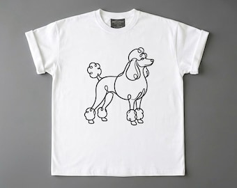 Camiseta de caniche con diseño minimalista de líneas. Regalo perfecto para regalar.