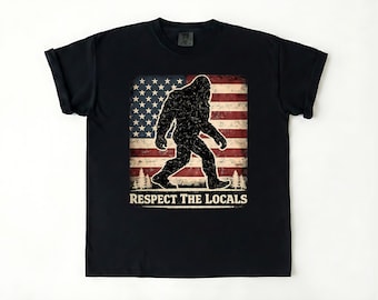 Camiseta Sasquatch Respeta a los locales Bigfoot Camiseta vintage