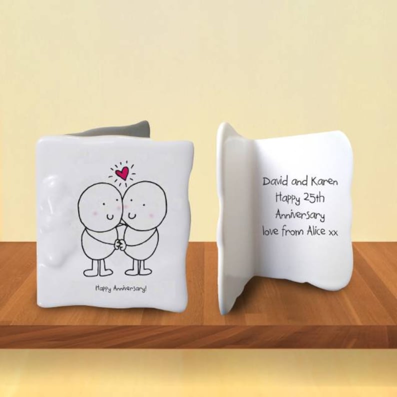 Traditional 20-year anniversary gift #4: Personalized ceramic keepsake