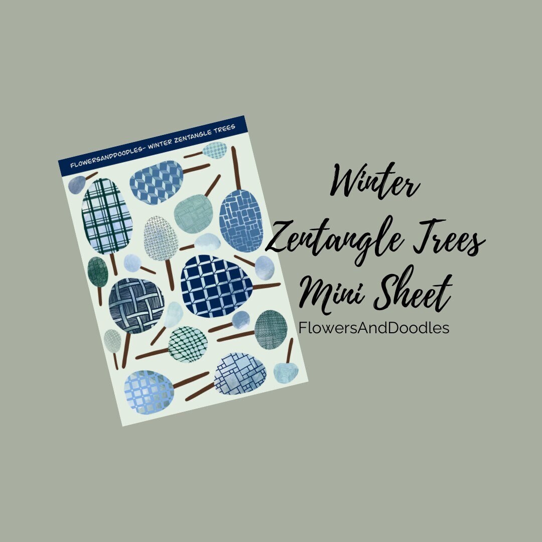 Winter Zentangle Trees Mini Sticker Sheet winter Stickers Etsy