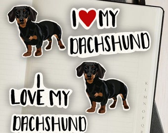 I Love My Dackel Sticker Set Haustier Aufkleber Hunde Aufkleber Hundeliebhaber Bullet Journal und Scrapbook Aufkleber Doxie Laptop Aufkleber