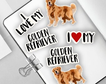 Ich liebe meinen Golden Retriever Aufkleber Set Haustier Aufkleber Hundeaufkleber Hundeliebhaber Bullet Journal und Scrapbook Aufkleber Retriever Laptop Aufkleber